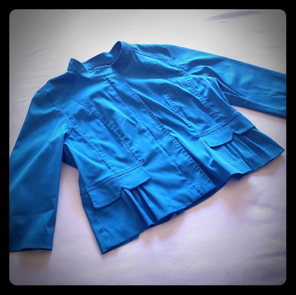EUC Ruby Rd. Blue Ruffle Jacket Sz 18